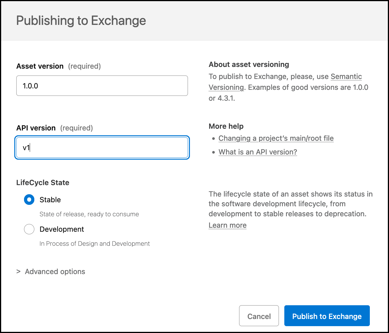 Publish to Exchange